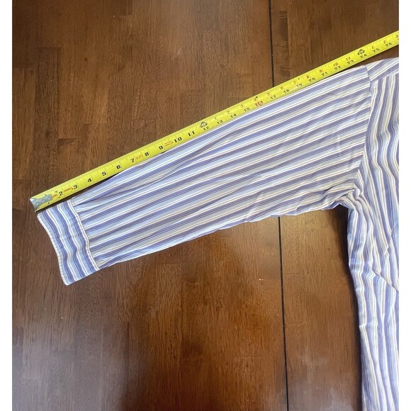 Ralph Lauren Custom Fit Bottom Down Shirt Man Size L (16 32/33) Purple Stripe - Picture 9 of 11